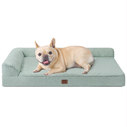 EHEYCIGA Memory Foam Orthopedic Dog Bed Medium Size Dog with Waterproof Lining, Washable Dog Couch Bed with Removable Cover and Nonskid Bottom for Crate Pet Sofa Bed, 30x20 Inches, Greyish Green