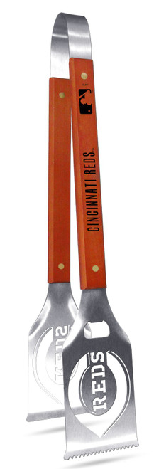MLB Cincinnati Reds Grill-A-Tongs, Heavy Duty Stainless Steel BBQ Grill Tongs