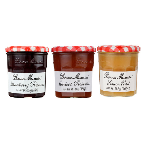 Bonne Maman Baking Variety Pack (Strawberry Preserves, Apricot Preserves and Lemon Curd), Pack of 3