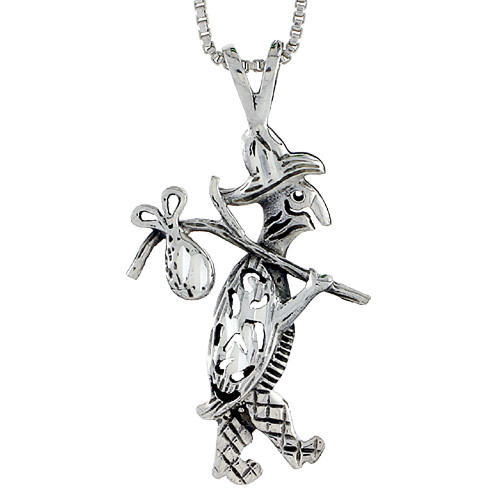 Sterling Silver Walking Turtle Pendant, 1 1/8 inch Tall