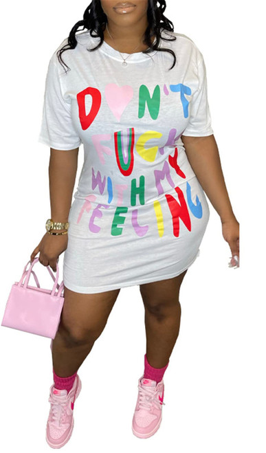 Hotheart Womens Sexy Short Sleeve O Neck Letters Printed Bodycon Party Clubwear Dress White Hotheart Womens Sexy Short Sleeve O Neck Letters Printed Bodycon Party Clubwear Dress White