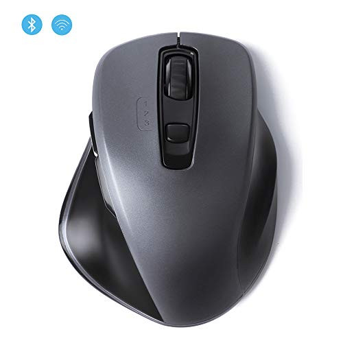 XINNENG Wireless Bluetooth Mouse, Dual Mode 2.4G USB and Bluetooth, 4 Adjustable DPI, Ergonomic Computer Wireless Mouse Bluetooth for Laptop, PC, Tablet, Android