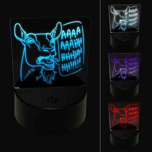 Sniggle Sloth Screaming Goat 3D Illusion LED Night Light Sign Nightstand Desk Lamp