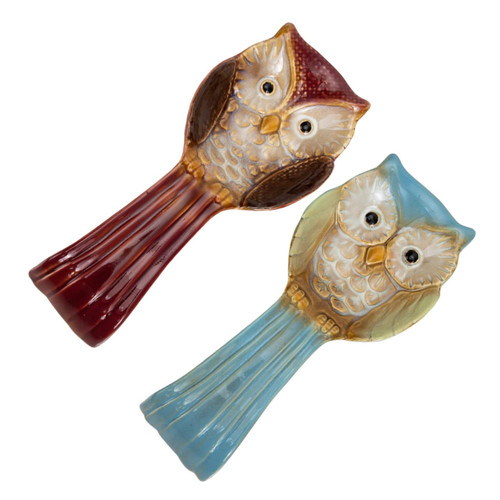 HOMSFOU 2pcs Owl Spoon Rest Ladle Rest Spoon Rests Desk Gadgets Porcelain Spoon Rest Ramekins Utensil Rester Yogurt Spoon Desktop Gadgets Ladle Holder Chopsticks Pillow Ravioli Ceramics