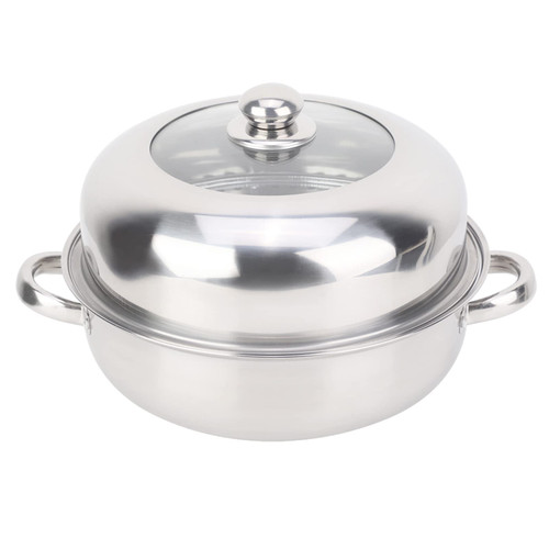 Steamer Pot, 28CM Stainless Steel Single Layer Stockpot Hotpot Food Steamer Pot Cookware Household Cooking