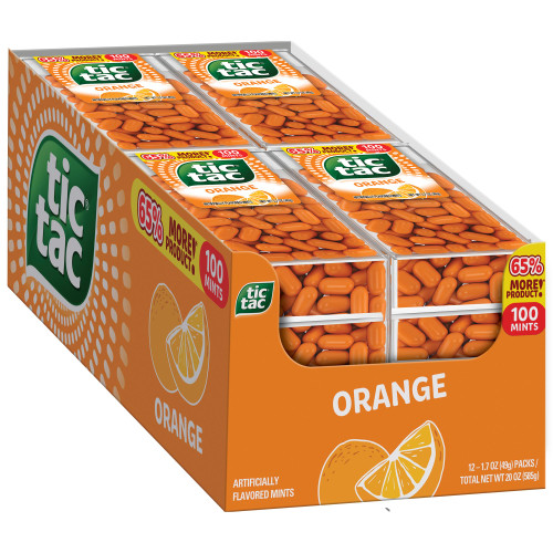 Tic Tac Orange Mints, Bulk 12 Pack, On-The-Go Refreshment, 1.7 oz Each Tic Tac Orange Mints, Bulk 12 Pack, On-The-Go Refreshment, 1.7 oz Each