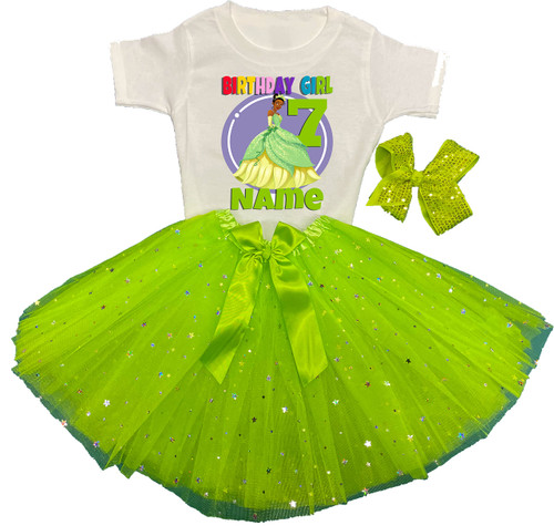 Tiana Birthday Shirt/Tutu Outfit Birthday tutu dress Birthday Party shirt 7th Birthday