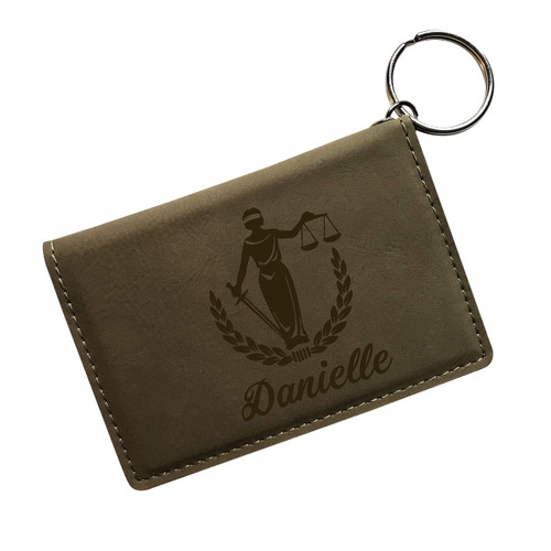 Lady Law Scales of Justice Personalized Keychain ID Wallet