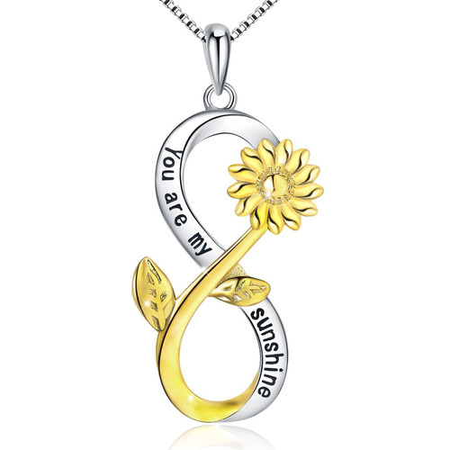 URMWMOO Sunflower Necklace S925 Sterling Silver You are My Sunshine Infinity Pendant Necklaces Jewelry Birthday Christmas Gift for Women URMWMOO Sunflower Necklace S925 Sterling Silver You are My Sunshine Infinity Pendant Necklaces Jewelry Birthday Christmas Gift for Women