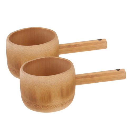 Ciieeo 2pcs Bamboo Long-handled Water Spoon Soup Ladle Watering Flower Scoops Long Handle Ladle for Garden Water Ladle Kitchen Water Scoop Flour Scoop Multipurpose