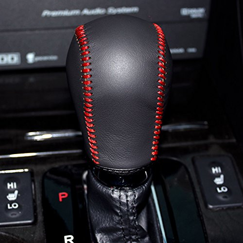 Black Genuine Leather Gear Shift Knob Cover for 2009-2014 Acura TSX / 2010-2012 Acura ZDX / 2009 2010 2011 2012 2013 2014 Acura TL / 2013 2014 2015 2016 2017 Acura RDX / 2013-2017 Acura ILX Automotic