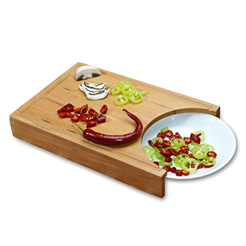 Wooden Cutting Board with Dish | Chopping Container, Storage Tray | Easy Food Prep | For Meat, Salad, Vegetables, Fruits