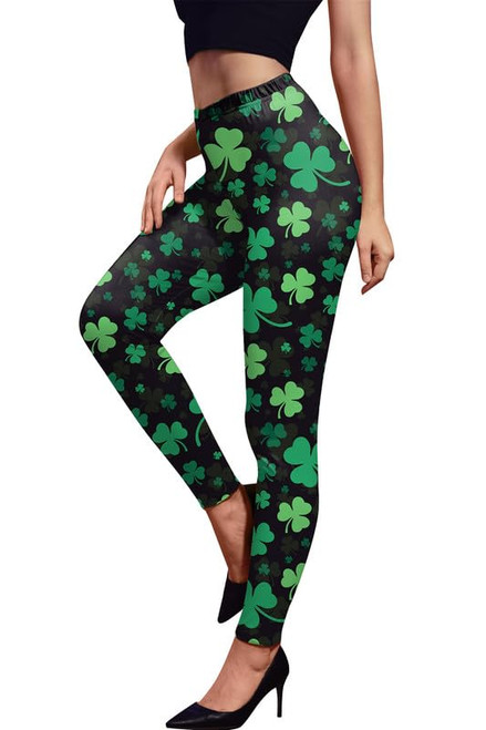 St Patrick's Day Women's Cute Clover Pants Irish Pattys Shamrock Paddys Legging Black Shamrock Three Leaf XL St Patrick's Day Women's Cute Clover Pants Irish Pattys Shamrock Paddys Legging Black Shamrock Three Leaf XL