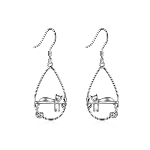 YFN Cat Earrings Sterling Silver Cat Dangle Drop Earrings Cat Jewelry for Women Girls Cat Gifts for Cat Lover YFN Cat Earrings Sterling Silver Cat Dangle Drop Earrings Cat Jewelry for Women Girls Cat Gifts for Cat Lover