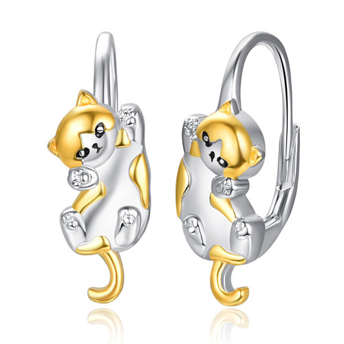 Cat Hoop Earrings for Women Girls Sterling Silver Small Animal Leverback Hoop Earrings Huggie Hoop Earrings for Sensitive Ears Cat Jewelry Gifts for Daughter Cat Hoop Earrings for Women Girls Sterling Silver Small Animal Leverback Hoop Earrings Huggie Hoop Earrings for Sensitive Ears Cat Jewelry Gifts for Daughter