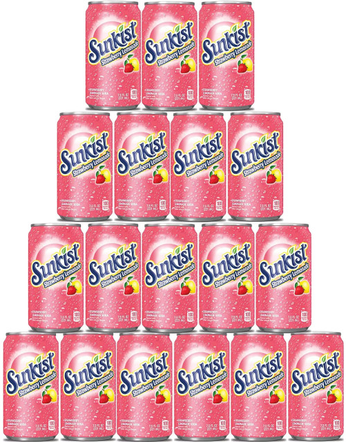 Murai - (Pack of 18) Sunkist Strawberry Lemondade | Bundle of 7.5 oz. Mini Soda Cans | A Refreshing Thirst Queshing Flavor | Bulk Size Soft Drink Pack | Great Beverage Care Package or Mixer | Ideal