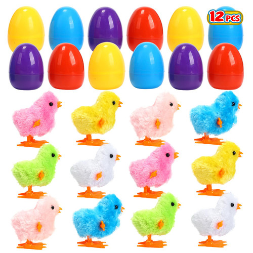 CUTE STONE 12 PCs Easter Eggs Filled with Wind-up Toys, Easter Basket Stuffers with Jumping Chick for Kids, Easter Egg Hunt Party Favors Classroom Prize CUTE STONE 12 PCs Easter Eggs Filled with Wind-up Toys, Easter Basket Stuffers with Jumping Chick for Kids, Easter Egg Hunt Party Favors Classroom Prize