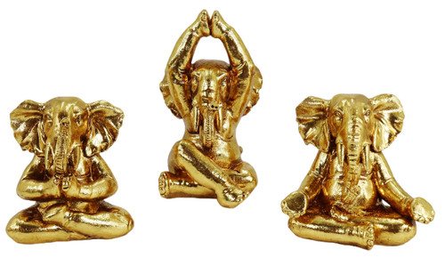 LAIKEARTS Elephants Statue for Home Decor, Set of 3 Yoga Pose Figurine, Zen Meditation Sculptures for Living Room, Gift for Yoga Lover