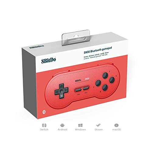 SIBIONO - 8Bitdo Sn30 Bluetooth Controller Compatible with Android/Windows / MacOS/Steam / Nintendo Switch. (Red)