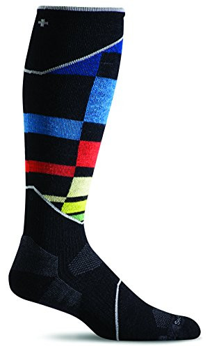 Sockwell Men's Graduated Compression Ski Socks, Black/Multicolor, Large/X-Large