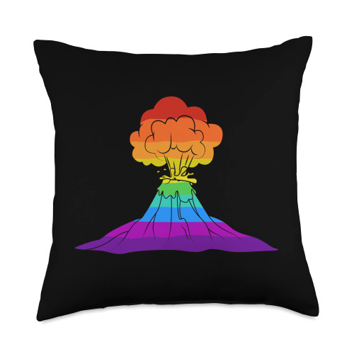Volcano Rainbow Lover Apparel Rainbow Volcano Magma Lover Volcanology Lava Throw Pillow, 18x18, Multicolor