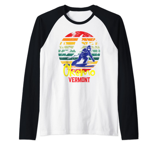 Okemo Mountain Vermont Ski Souvenir Vermont Ski Mountain Raglan Baseball Tee