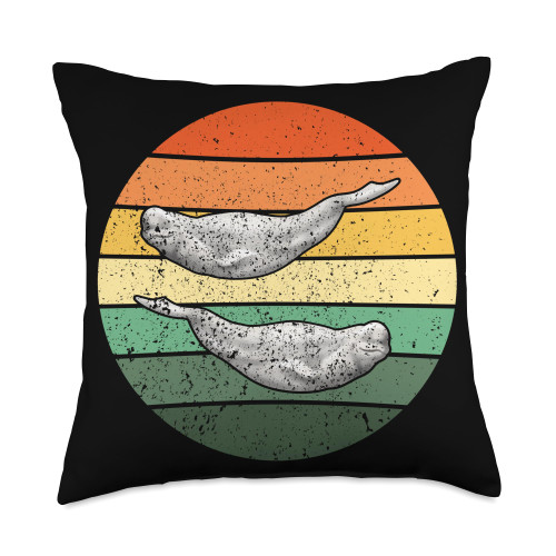 Beluga Whale Lover Retro Beluga Whale Boy Beluga Whale Girl Throw Pillow