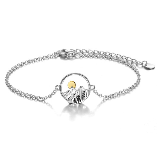 YFN Mountain Bracelet Sterling Silver Mountain Bracelet Nature Jewelry Gift for Skiers, Hikers, Campers, Climbers and Nature Lovers YFN Mountain Bracelet Sterling Silver Mountain Bracelet Nature Jewelry Gift for Skiers, Hikers, Campers, Climbers and Nature Lovers