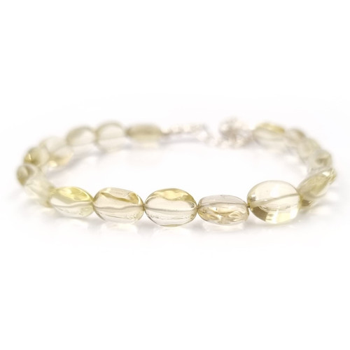 Lemon Quartz Oval Beads Bracelet Natural Gemstone Jewelry Women Sterling Silver Handmade Crystal Healing Lemon Quartz Oval Beads Bracelet Natural Gemstone Jewelry Women Sterling Silver Handmade Crystal Healing