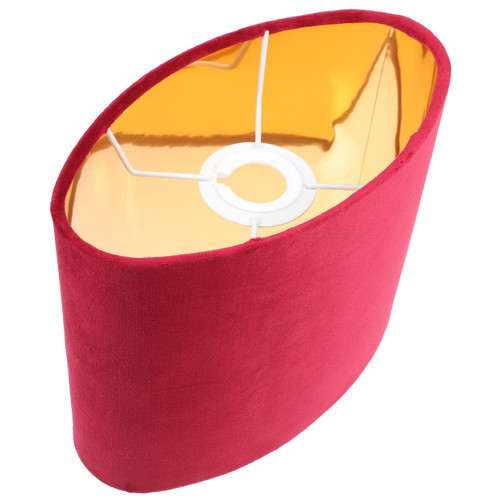 1pc Oval Lamp Shade E27 Table Lamp Shade Clip On Bulb Cloth Lampshade Replacement Light Cover for Table Lamp and Floor Light, Red