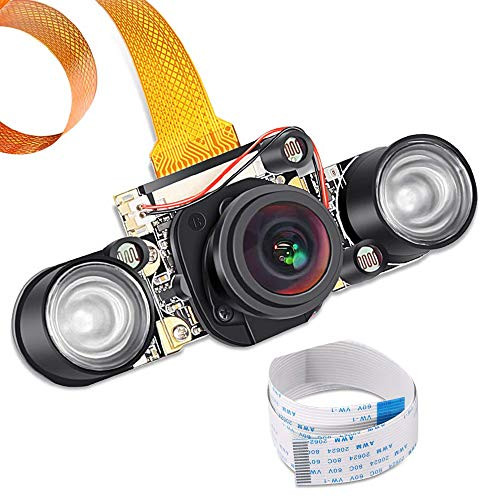 Raspberry Pi 3 B+ Camera Wide Angle 175 Degree Night Vision Camera 5MP OV5647 Video Webcam Built- in IR-Cut Automatically Switching Day/Night Vision for Raspberry Pi 3B/3B+ 2B B+ Pi Zero/Zero W