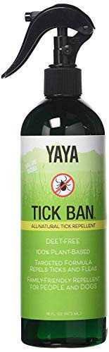 TICK BAN by Yaya Organics - Extra Strength Tick Repellent, DEET-Free, All-Natural, Proven Effective and Safe for Adults and Kids (16 ounce Spray)