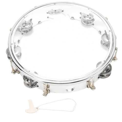 Hand Tambourine, Double Row Jingles Tambourine Adjustable Round Tambourine 10in Percussion Jingles Instrument for Adult Musical Dance Party(Transparent) Hand Tambourine, Double Row Jingles Tambourine Adjustable Round Tambourine 10in Percussion Jingles Instrument for Adult Musical Dance Party(Transparent)