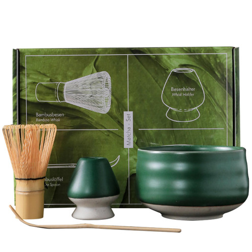Matcha Whisk and Bowl Matcha Whisk Set Matcha Tea Set 4Pcs/Set Tea Ceremony Set Perfect Matcha Kit Tea Making Tools Includes Matcha Whisk, Tea Spoon, Whisk Holder, Tea Bowl