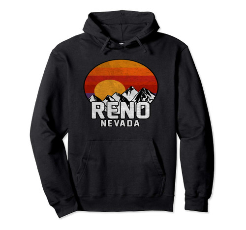 Reno Nevada Retro Mountain Sunset Hoodie