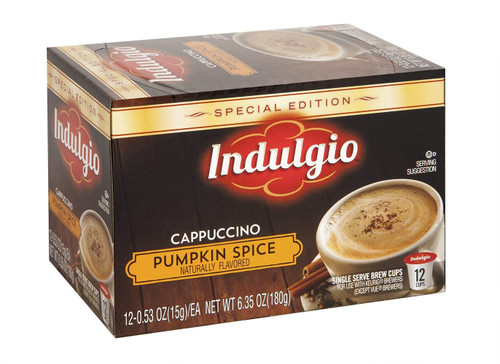 Indulgio Cappuccino, Pumpkin Spice, 12-Count Single Serve Cup for Keurig K-Cup Brewers (Pack of 3)