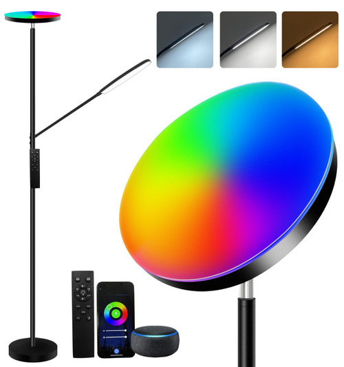 Hyskostar RGB Floor lamp,LED Floor Lamps for Living Room, Super Bright Tall Standing lamp with Remote &Touch Control, Adjustable Angle Reading Floor lamp for Bedroom Office