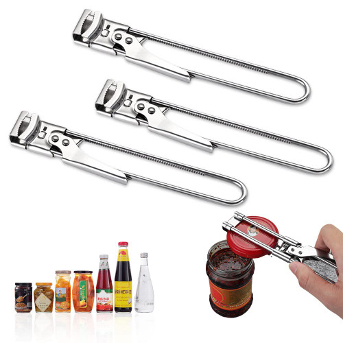 3PCS Jar Openers, Adjustable Multifunctional Stainless Steel Can Opener, Household Stainless Steel Manual Can Openers Bottle Jar Lid Gripper Kitchen Tool Cover Remover Kitchen Gadget
