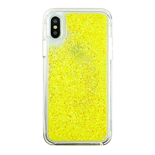 Momo Case iPhone Xs MAX, XS, X - Case - Waterfall - Cascading Liquid Glitter - Protective Design - Apple iPhone 10 (Neo Yellow, iPhone Xs/X)