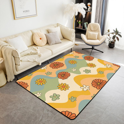 Erosebridal Girls Groovy Party Decorations Area Rug 5x7, Boho Hippie Flower Washable Rugs for Living Room Bedroom, Cute Rainbow Striped Carpet, Minimalism Abstract Art Area Runner Rug, Non Shedding Erosebridal Girls Groovy Party Decorations Area Rug 5x7, Boho Hippie Flower Washable Rugs for Living Room Bedroom, Cute Rainbow Striped Carpet, Minimalism Abstract Art Area Runner Rug, Non Shedding