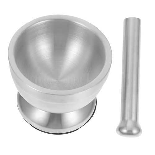 Baluue 1 Set Stainless Steel Masher Metal Grinder Peppermills Pepper Grinder Pill Crusher Ginger Masher Garlic Mincer Tool Masher for Garlic and Pestle Muddler Garlic Grinding Tool