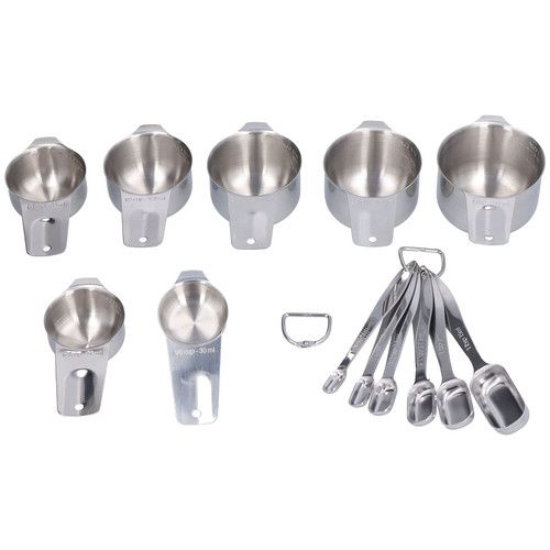 Measuring Cups and Spoons Set of 13, Stainless Steel Measuring Spoons Cups Set, with 7 Measuring Cup, Buckle, 6 Measuring Spoon, for Cooking & Baking