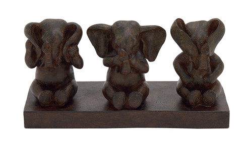 Deco 79 Eclectic Polystone Elephant Sculpture, 12" x 5" x 6", Brown