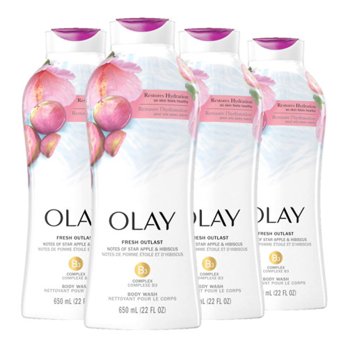 Olay Fresh Outlast Body Wash, Star Apple & Hibiscus, 22 fl oz, Pack of 4 Olay Fresh Outlast Body Wash, Star Apple & Hibiscus, 22 fl oz, Pack of 4