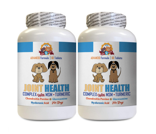 Dog Joint Supplement with tumeric - Dogs Joint Health Complex with Turmeric and MSM - Supports Hips and Joints - Dog glucosamine tumeric - 2 Bottles (120 Tablets)