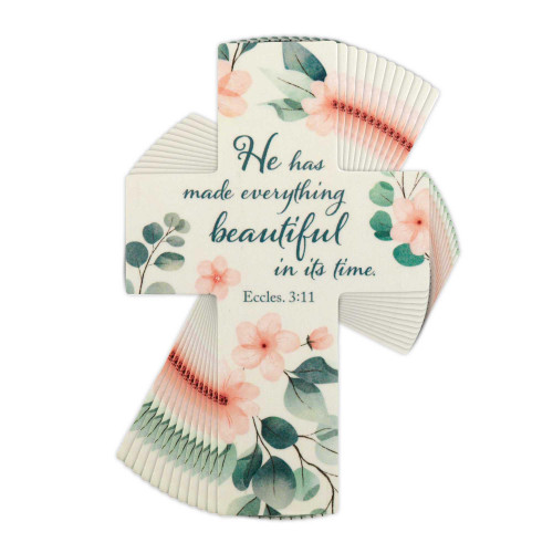 Dicksons He Has Made Everything Beautiful Pink Floral 4 inch Paper Pocket Card Bookmark Pack of 12