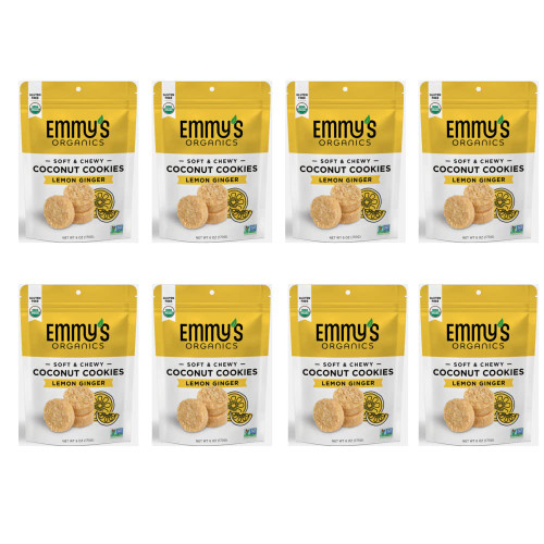 Emmy's Organics Lemon Ginger Coconut Cookies (Pack of 8) | Gluten-Free, Organic, Vegan, Paleo-Friendly Emmy's Organics Lemon Ginger Coconut Cookies (Pack of 8) | Gluten-Free, Organic, Vegan, Paleo-Friendly