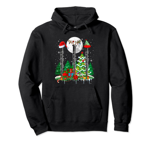 Three Santa Reindeer Elf Oboes Xmas Instrumentalist Pullover Hoodie Three Santa Reindeer Elf Oboes Xmas Instrumentalist Pullover Hoodie