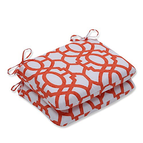 Pillow Perfect Outdoor/Indoor Nunu Geo Mango Rounded Corners Seat Cushion (Set of 2)