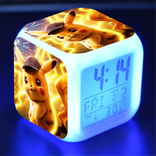 Feng Astar Bedroom Alarm Clock for Kids, Bedside Alarm Clock with 7 Color Night Light, Mini Music Wake Up Alarm Clock with 8 Sounds, Gift for Boys Girls,E